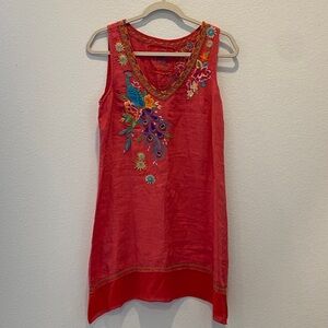 Johnny Was | Embroidered linen sleeveless dress